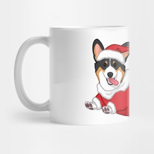 Cute Tricolor Corgi in Santa Christmas Costume Mug